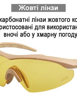 Тактические очки 5.11 aileron shield с 3 линзами койот6 фото