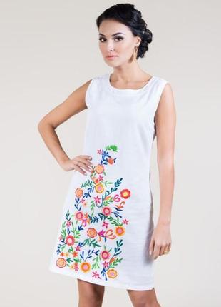 Сукня біла вишита льон платье летнее белое лен1 фото