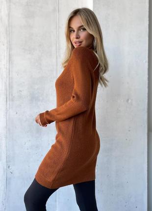 Коричневий кашеміровий светр-туніка s3 фото