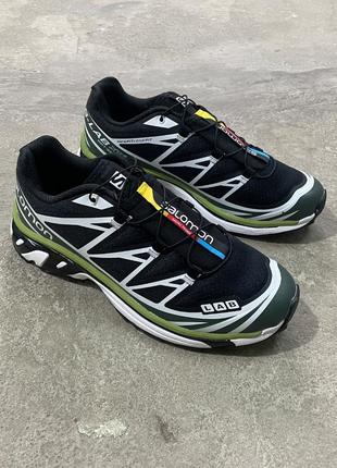 Мужские кроссовки salomon xt-6 black green lime