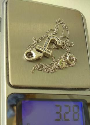 Кулон серебрянный с кубическими цирконами на серебрянной цепочке. европейский винтаж.5 фото