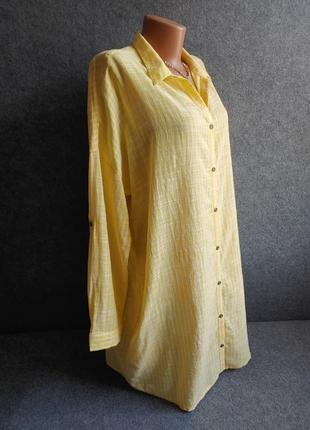 Коттоновое легкое объемное платье-рубашка полной длины 48-50 размера2 фото