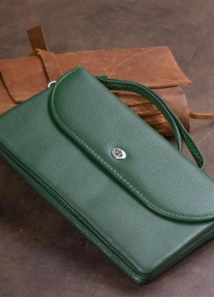 Клатч зі шкіри жіночий st leather 19320 зелений9 фото