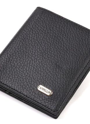 Класичне портмоне для чоловіків із натуральної зернистої шкіри canpellini 21742 чорне