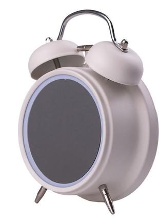 Часы настольные электронные с будильником и led-экраном белый