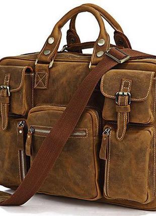 Сумка мужская vintage 14051 в винтажном стиле коричневая