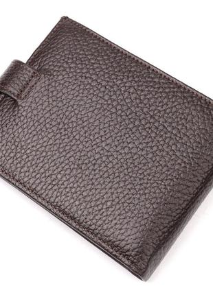 Вместительное мужское портмоне с хлястиком из натуральной кожи karya 21081 коричневый2 фото