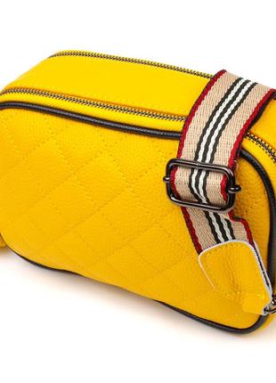 Прямоугольная женская сумка кросс-боди из натуральной кожи 22114 vintage желтая