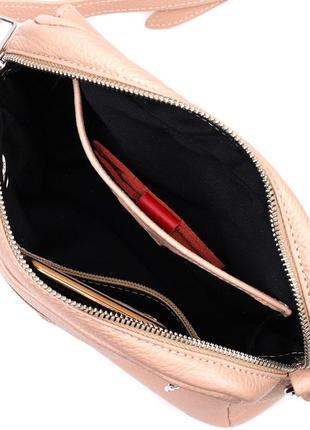 Красивая женская сумка кросс-боди из натуральной кожи grande pelle 11694 пудровый5 фото