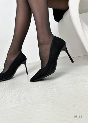 Женские туфли черные замшевые