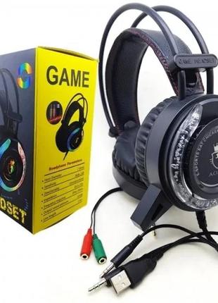Ігрові накладні навушники з мікрофоном з rgb-підсвіткою game as-90