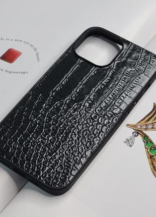 Шкіряний чохол для iPhone 14 pro max рожевий. чохол з шкіри, чорного кольору.