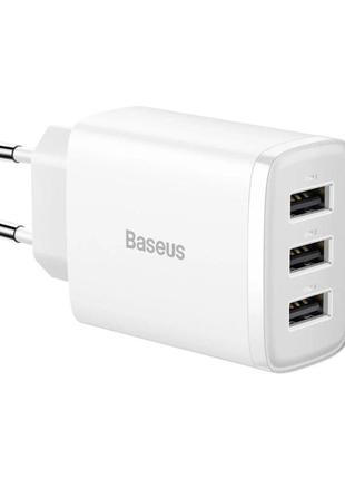 Мережевий зарядний пристрій baseus compact  charger 3u 17w eu white