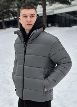 Мужская зимняя куртка темно-серая pobedov bubble gum2 фото