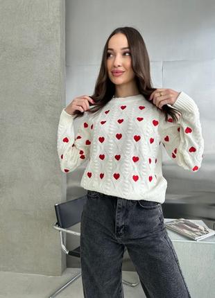 Стильный свитер с сердечками - только 749 грн! закажите сейчас, пока не закончился!8 фото