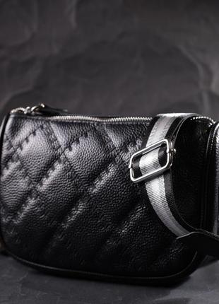 Кожаная женская сумка полукруглого формата на плечо vintage 22394 черная6 фото
