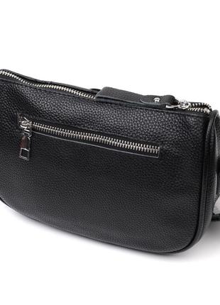 Кожаная женская сумка полукруглого формата на плечо vintage 22394 черная2 фото