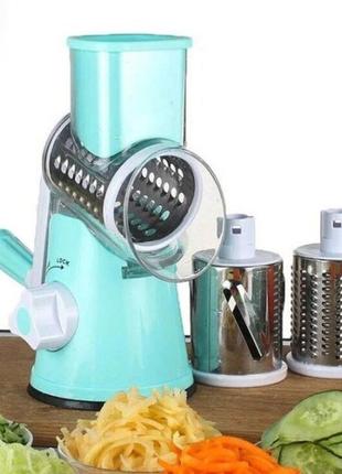 Овощерезка мультислайсер tabletop drum grater kitchen master терка для овощей и фруктов 3 насадки. цвет:8 фото