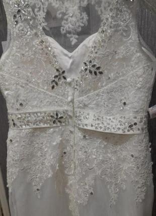 Свадебное платье невесты нарядное белое со шлейфом для свадьбы5 фото