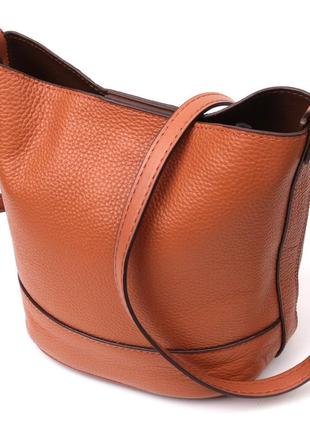Невелика жіноча сумка з автономною косметичкою всередині з натуральної шкіри vintage 22366 коричнева