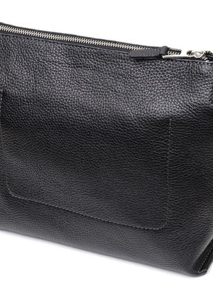 Качественная женская сумка из натуральной кожи grande pelle 11655 черная2 фото