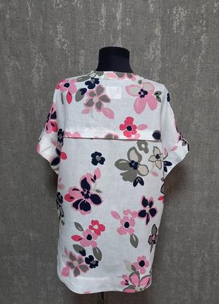Блуза ,рубашка,туника льняная  100% лен в цветочный принт ,шипарная ,дизайнерская .2 фото