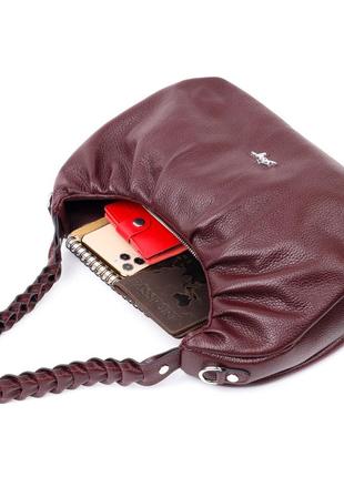 Красивая женская сумка багет karya 20839 кожаная бордовый8 фото