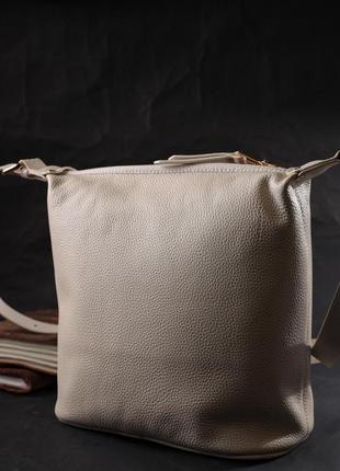 Удобная женская сумка с одной длинной ручкой из натуральной кожи vintage 22307 белая7 фото