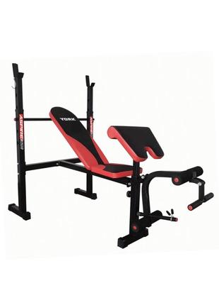 Скамья для жима york fitness aspire 320 со стойкой для штанги и партой скотта2 фото