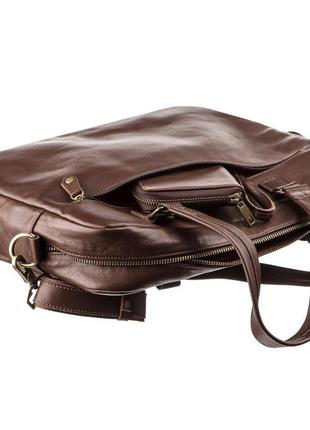 Мужская кожаная сумка для ноутбука shvigel 19109 коричневая5 фото