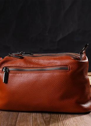 Замечательная сумка на три отделения из натуральной кожи 22138 vintage рыжая8 фото