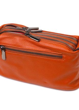 Замечательная сумка на три отделения из натуральной кожи 22138 vintage рыжая2 фото