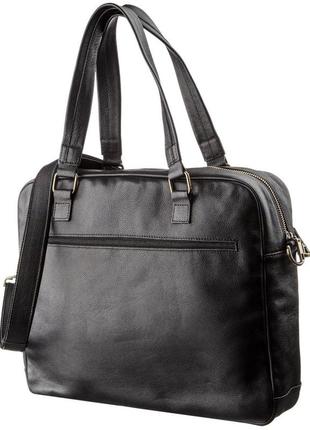 Чоловіча шкіряна ділова сумка-портфель для ноутбука shvigel 19108 чорна2 фото