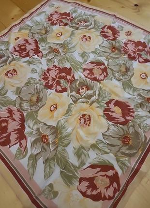 Итальянский шелковый платок косынка розы цветы2 фото