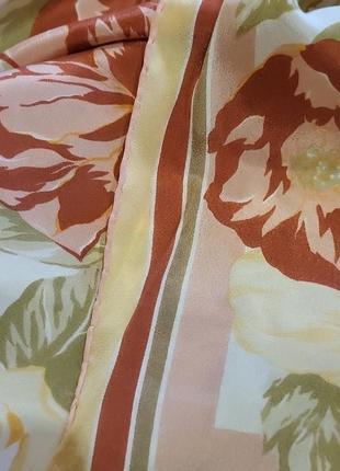 Итальянский шелковый платок косынка розы цветы3 фото