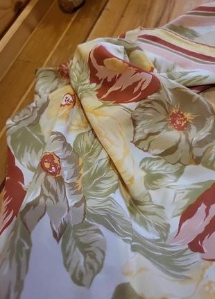 Итальянский шелковый платок косынка розы цветы4 фото