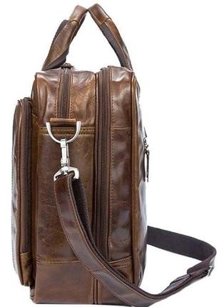 Мужская кожаная сумка vintage 14769 коричневая6 фото