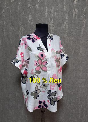 Блуза ,рубашка,туника льняная  100% лен в цветочный принт ,шипарная ,дизайнерская .
