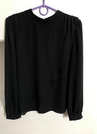Черная рубашка шифоновая блуза блузка на запах свободный крой под горло2 фото