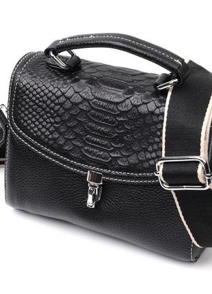 Шкіряна сумка для жінок із цікавою клямкою vintage 22416 чорна