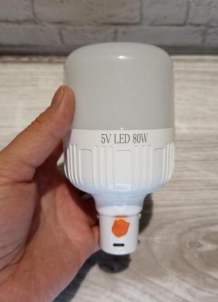 Аварийная лампочка светодиодная лампа с аккумулятором 2 х 14500!  led 80w зарядка usb для кемпинга8 фото