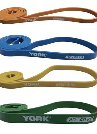 Набір гумок для фітнесу york fitness (5-15 кг, 10-20 кг, 15-25 кг і 20-40 кг)7 фото