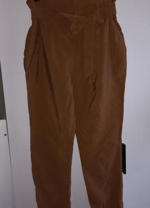 Коричневі шоколадні жіночі брюки штани з поясом eu 42 uk 14 h&m4 фото