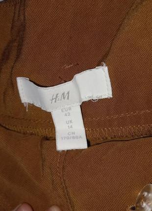 Коричневі шоколадні жіночі брюки штани з поясом eu 42 uk 14 h&m7 фото