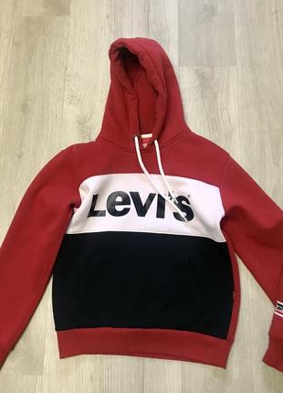 Худі кофта unisex червона лонгслів толстовка бренд levi’s 7