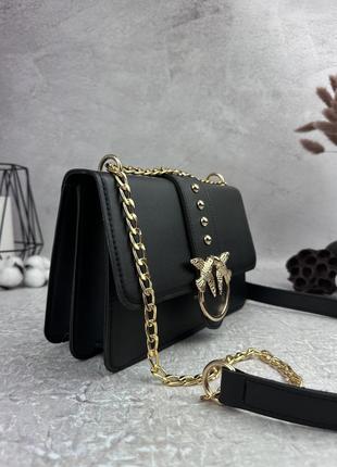 Женская сумка черная pinko gold сумочка женская на плечо в подарочной упаковке2 фото