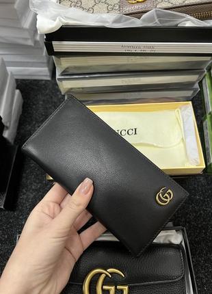 Классические женские кожаный кошелек gucci в черном цвете, на подарок в комплектации7 фото