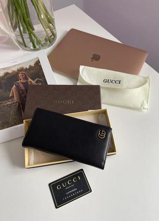Классические женские кожаный кошелек gucci в черном цвете, на подарок в комплектации6 фото