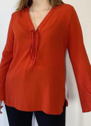 Блуза кольору цегли зі шнурівкою atm