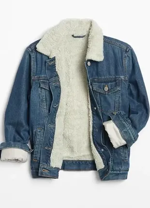 Gap джинсовая куртка на меху шерпа  р.s скидка 50%